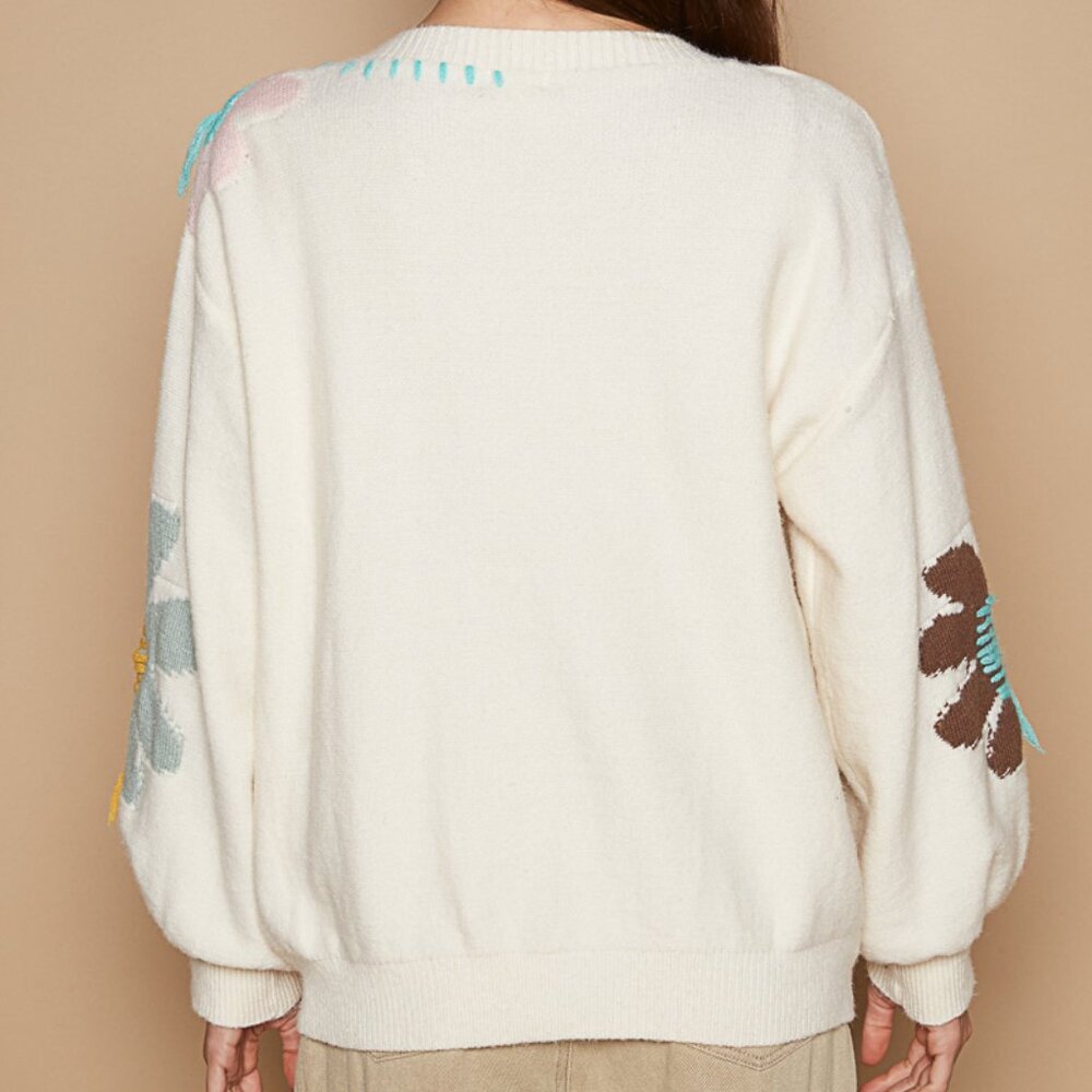 #102 POL V-Neck Balloon Sleeve Sweater - Picture 3 of 5